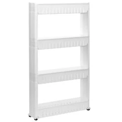 4er Nischenregal 12,5 Cm Schiebewagen Nischenwagen Kitchen Trolley Weiß Ablage