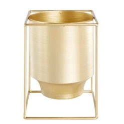 Deko-Übertopf Cube Goldfarben