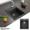 Granit Spüle Küchenspüle Einbauspüle Spülbecken Küche + Siphon Schwarz