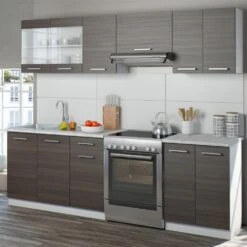 Vicco Küche Raul Küchenzeile Küchenblock Einbauküche 240 Cm Edelgrau