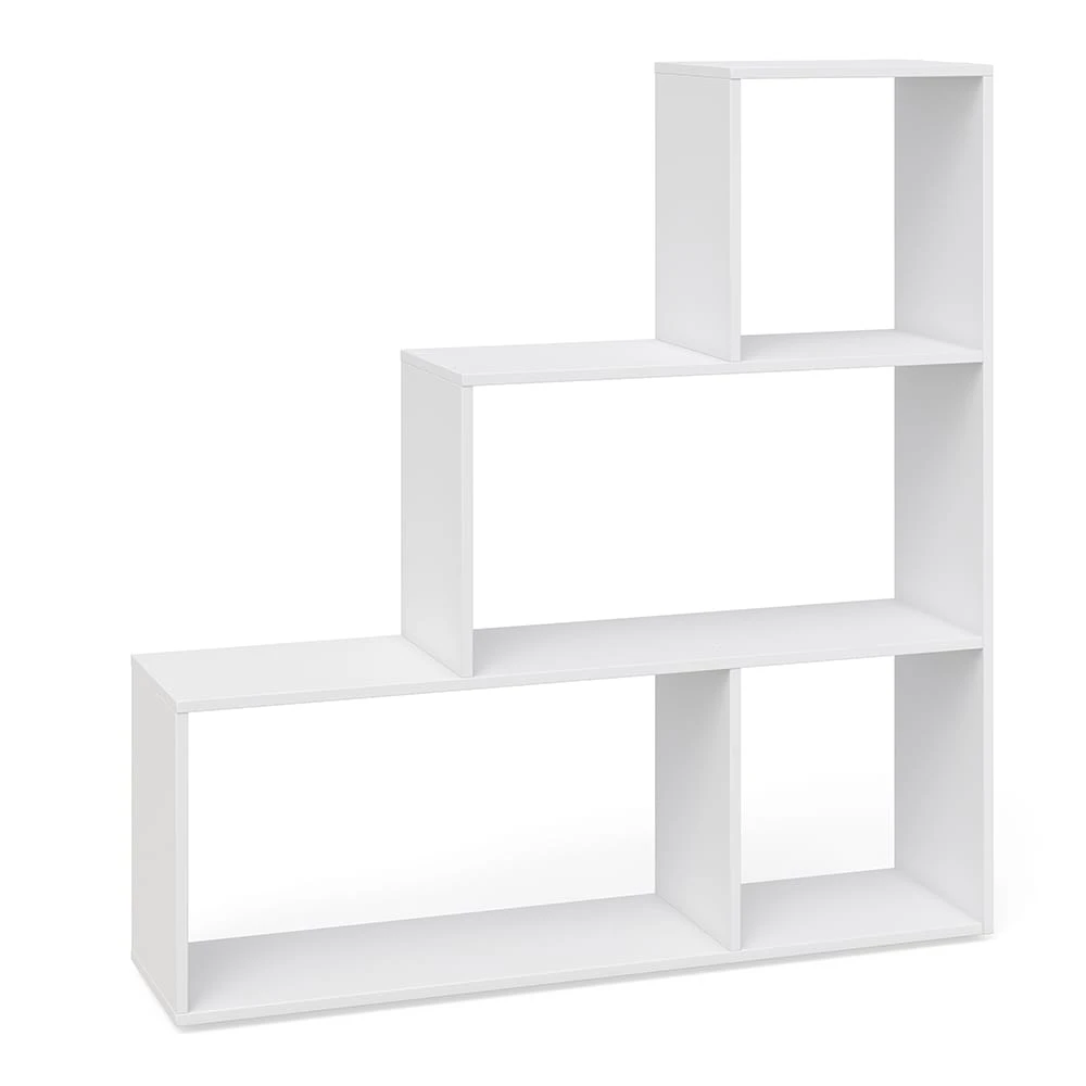 Vicco Treppenregal Asym Raumteiler Bücherregal Regal Wandregal 4 Fächer Weiß - Image 2