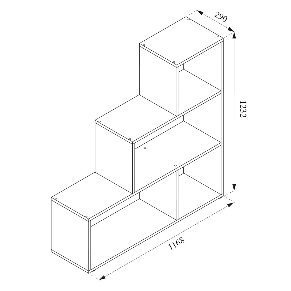 Vicco Treppenregal Asym Raumteiler Bücherregal Regal Wandregal 4 Fächer Weiß - Image 3