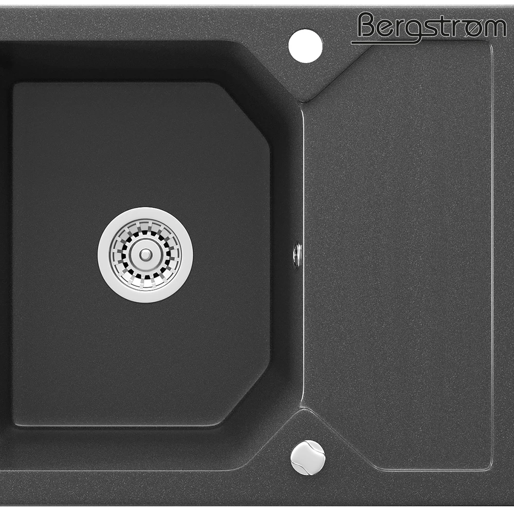 Bergström Granit Spüle Küchenspüle Einbauspüle Spülbecken 590 X 500mm Schwarz - Image 6