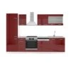 VICCO KÜCHE R-LINE 300CM KÜCHENZEILE KÜCHENBLOCK EINBAU ROT BORDEAUX HOCHGLANZ