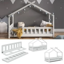 VITALISPA Rausfallschutz Für Kinderbett Bettschutzgitter Bettgitter 120cm Holz