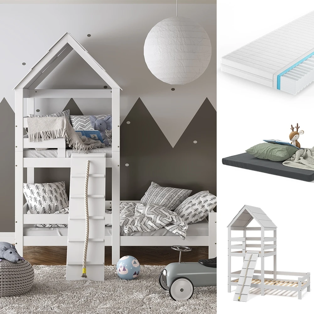 Kinderbett Teddy 90x200cm Mit Matratze Spielbett Jugendbett Spielturm VitaliSpa - Image 2