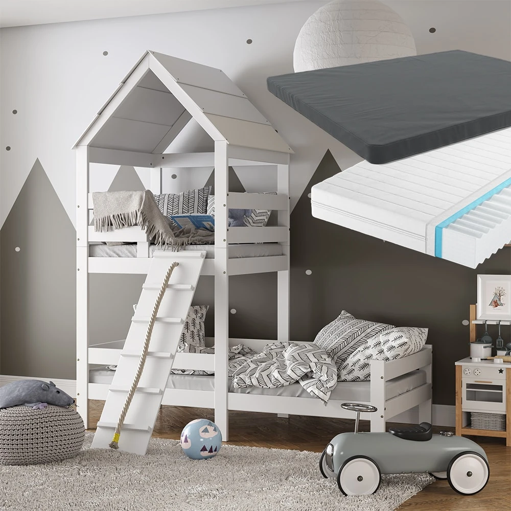 Kinderbett Teddy 90x200cm Mit Matratze Spielbett Jugendbett Spielturm VitaliSpa - Image 4