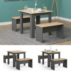 Vicco Tischgruppe Sitzgruppe Esszimmer Sentio Esstisch Anthrazit Eiche 80 Cm