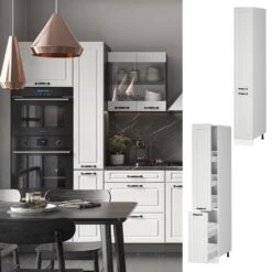 Vicco Apothekerhochschrank Küchenschrank Küchenzeile R-Line Landhaus 30 Cm Weiß