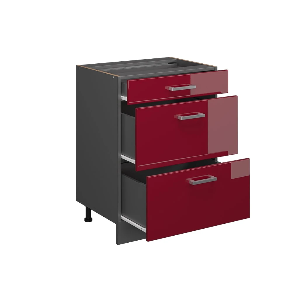 Vicco Schubladenunterschrank Küchenschrank Küchenzeile R-Line 60 Cm Anthrazit Bordeaux Schublade - Image 4