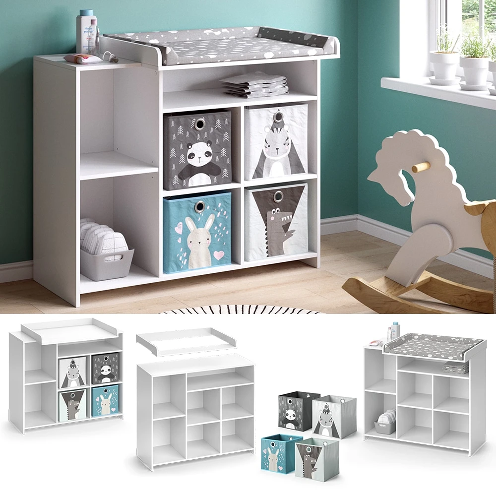 Vicco Wickelkommode Babykommode Wickeltisch Oskar Simple Weiß Kinder-Faltboxen
