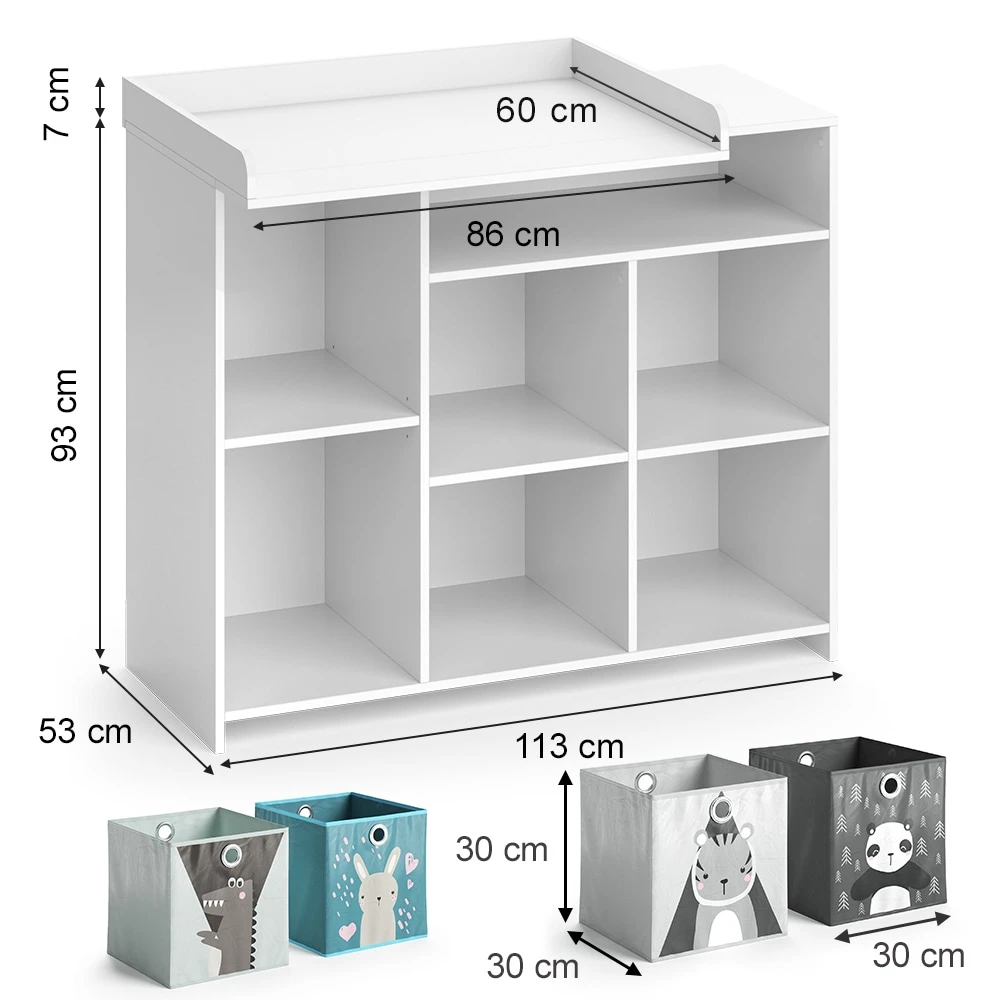 Vicco Wickelkommode Babykommode Wickeltisch Oskar Simple Weiß Kinder-Faltboxen - Image 3