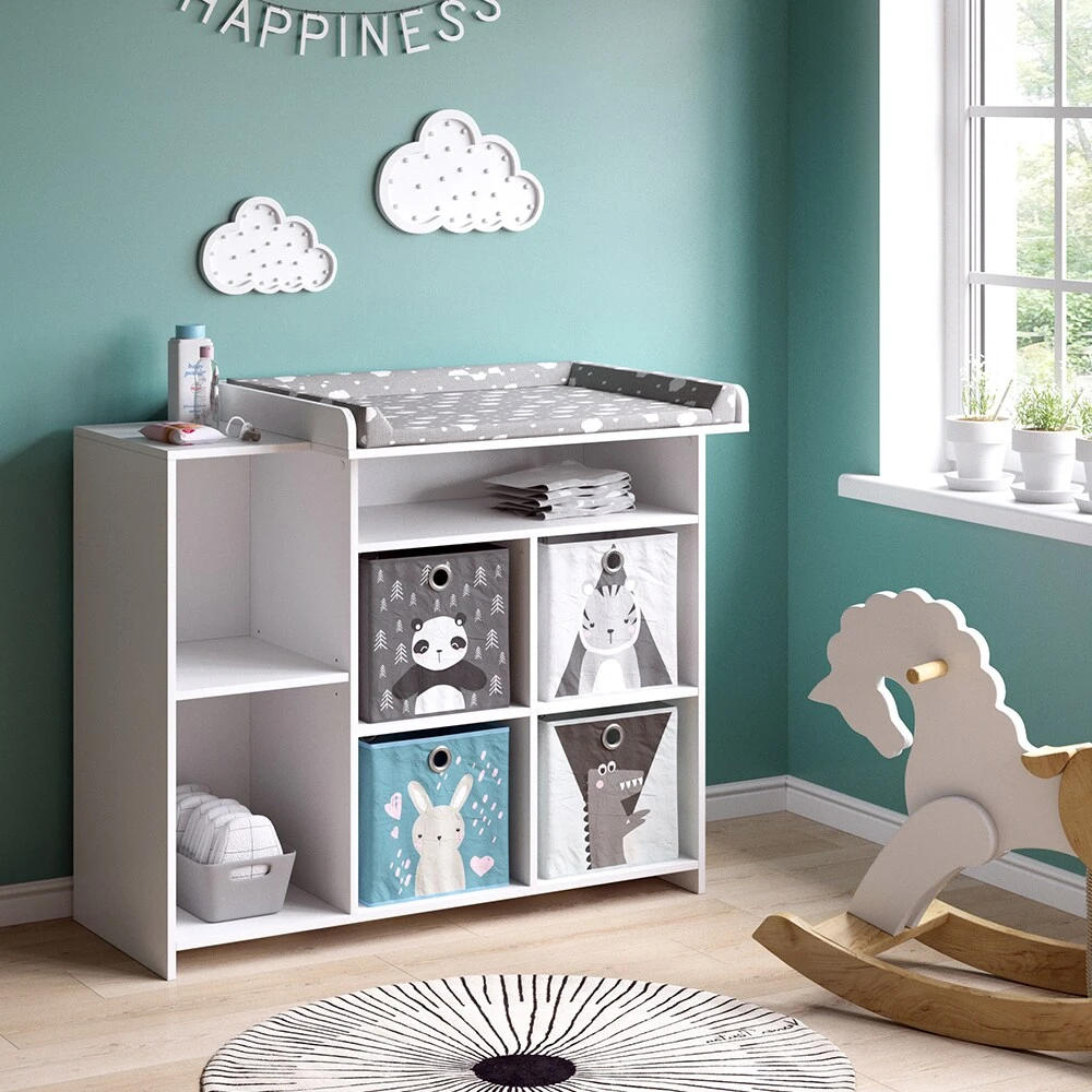 Vicco Wickelkommode Babykommode Wickeltisch Oskar Simple Weiß Kinder-Faltboxen - Image 4