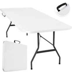 KESSER® Buffettisch Tisch Klappbar Kunststoff 183x76 Cm Campingtisch Partytisch Klapptisch Gartentisch Für Garten, Terrasse Und Balkon Zusammenklappbar 8 Personen Inkl. Tragegriff