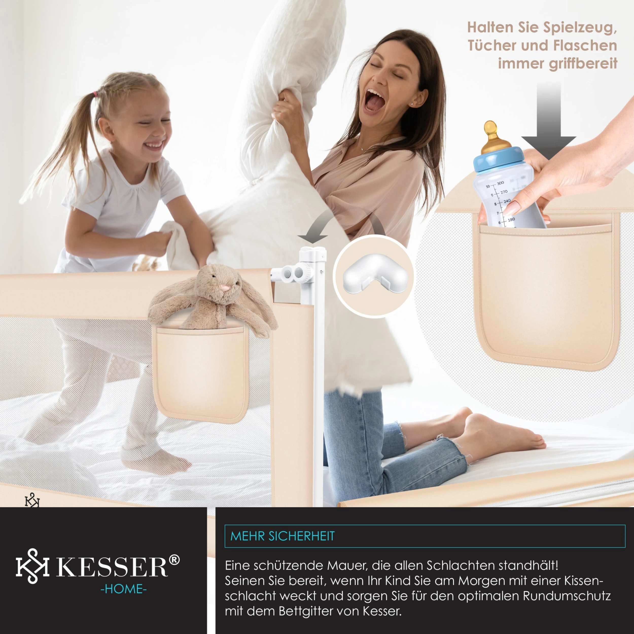 KESSER® Bettgitter Bettschutzgitter Kinderbettgitter Für Kinder Babybettgitter Kinderbettschutzgitter - Image 3