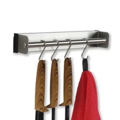 Hakenleiste Ohne Bohren Aus Edelstahl - Küchenleiste Mit 4 Haken Küche Werkstatt